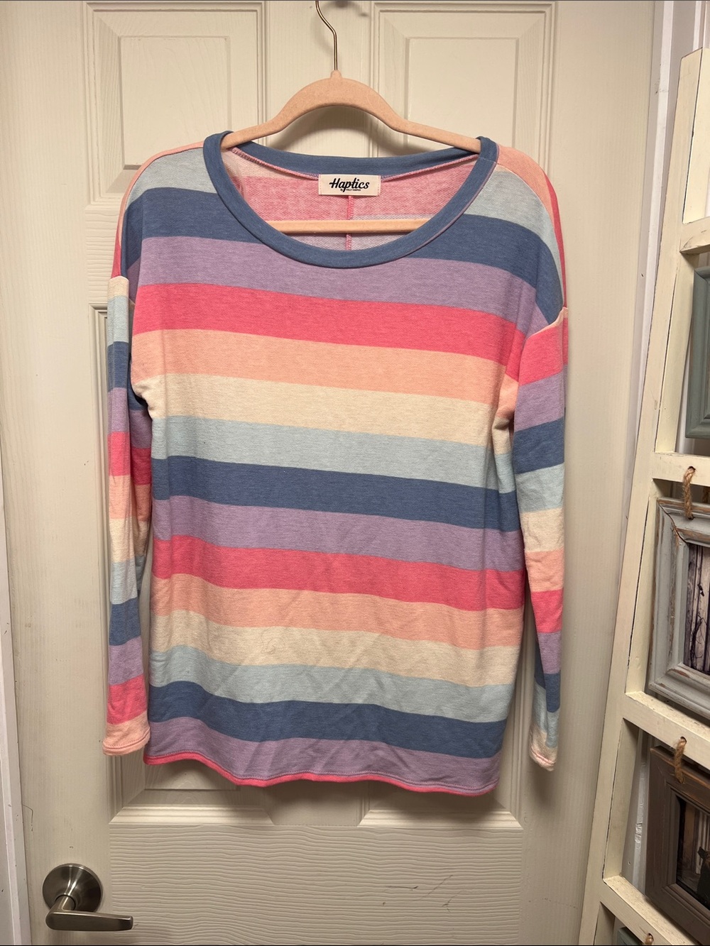Haptics Pastel Multi-Stripe Long Sleeve Tee